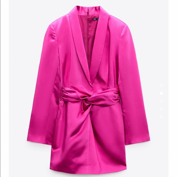 zara satin blazer dress Zara | Intimates & Sleepwear | Zara Draped Satin Blazer Dress Ivorycream With Shoulder Pads